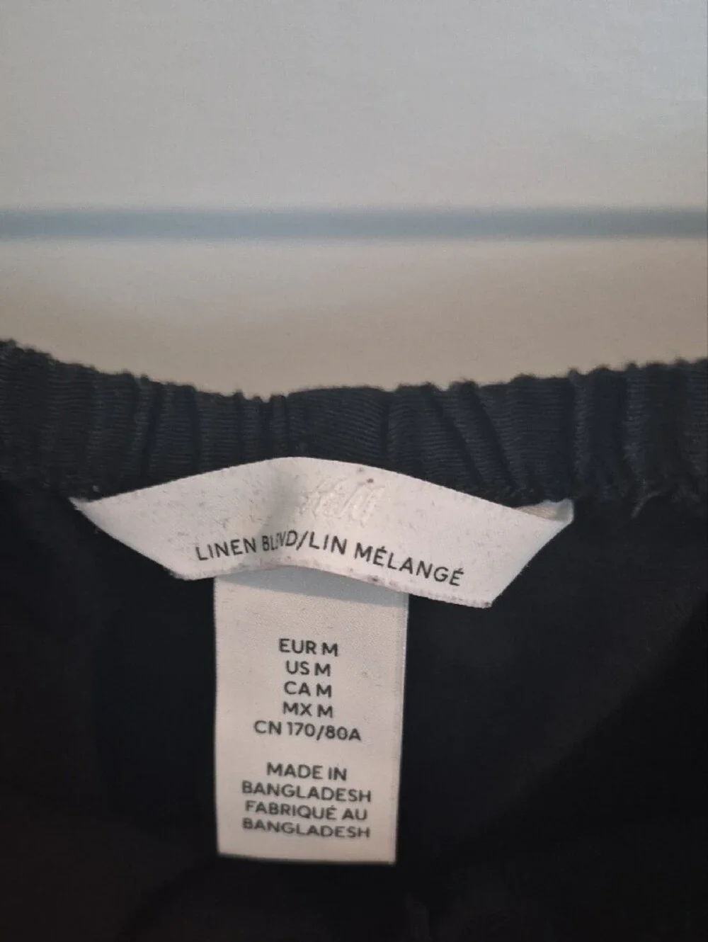 Women H&M Wide-Leg Linen Blend Pant in Black